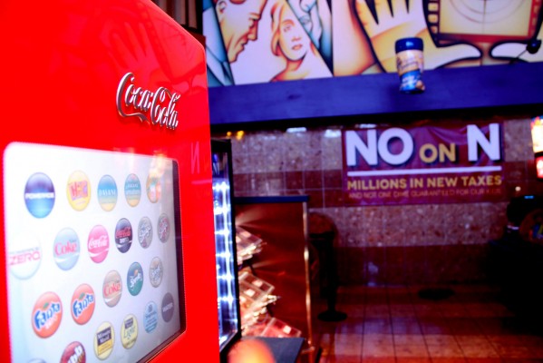 Milt Moritz, president of the National Association of Theatre Owners California/Nevada, said one of the problems with Measure N is that it doesn't address the issue of customers getting free refills from soda fountains. (Photo by: Rachel de Leon)